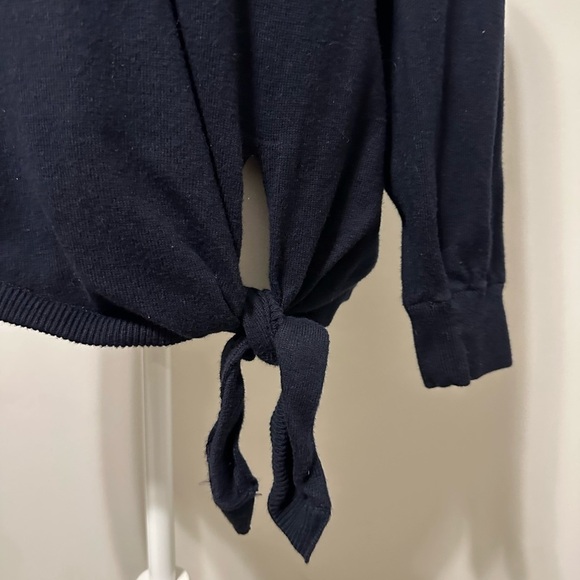 Vince Navy Blue Tie Waist Front Cotton Sweater Small - Picture 10 of 12